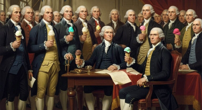 Founding Fathers artwork used in Brooker's Founding Flavors Ice Cream