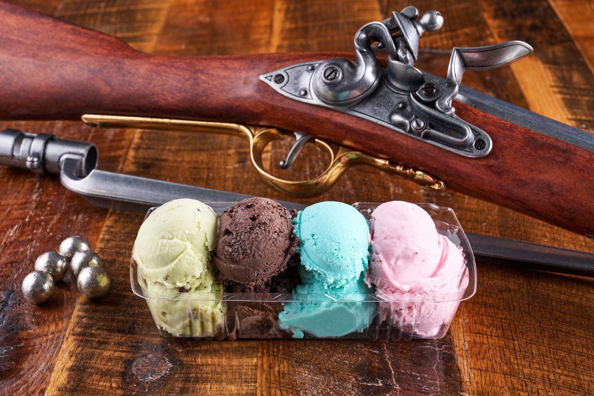 Four-flavor ice cream sampler.