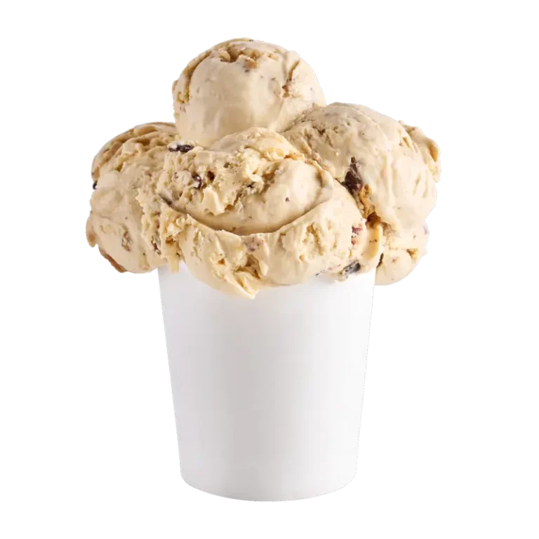 Salted caramel ice cream with crack cookie chunks, roasted pecans and smoked almonds