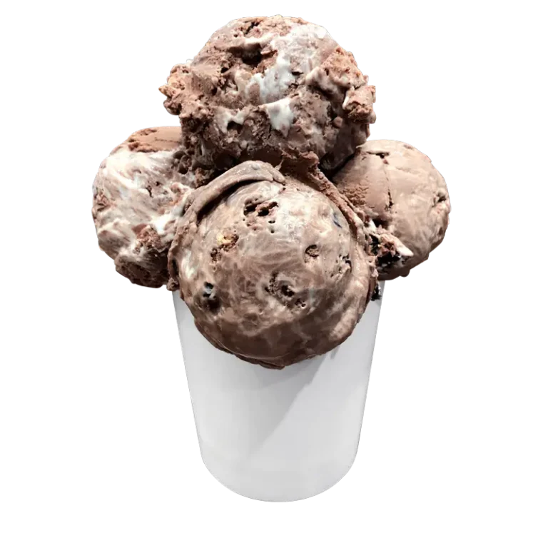 Chocolate ice cream with marshmallow and graham cracker swirls