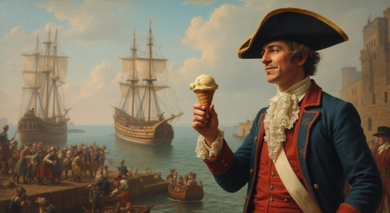 The Boston Tea Party-themed image used in Brookers Ice Cream marketing