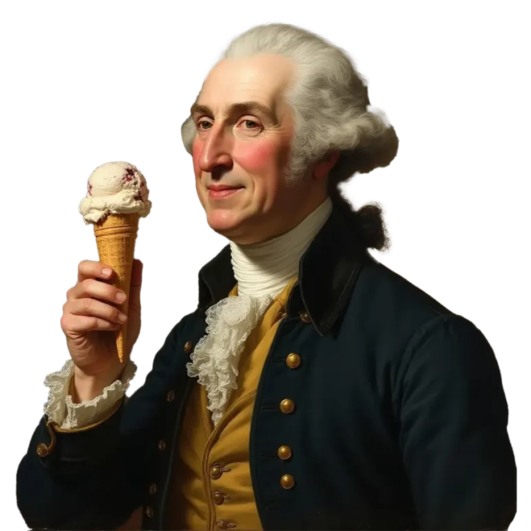 George Washington-themed ice cream character illustration
